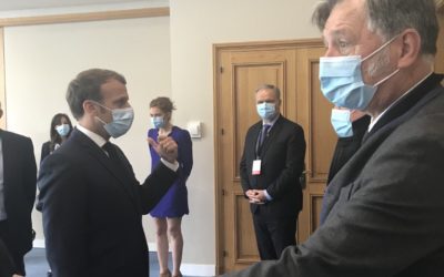 Déplacement du Président de la République sur le site de Sanofi à Marcy-l’Etoile.