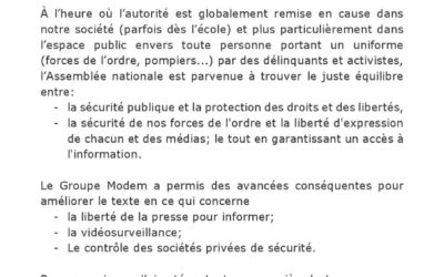 Adoption de la proposition de loi « sécurité globale »